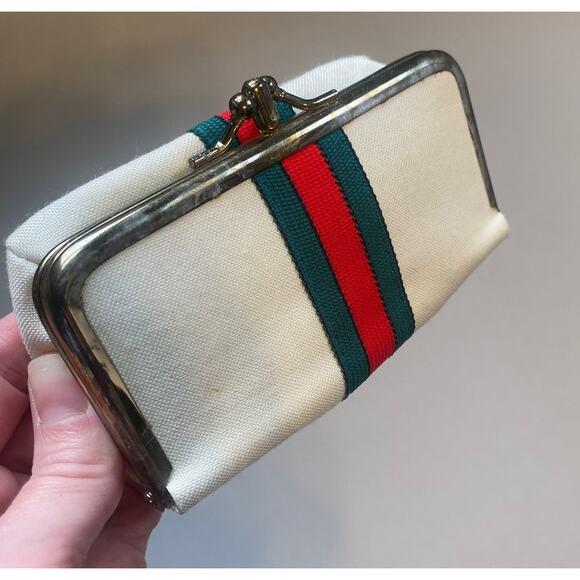 3 Stripe Vintage Travel Sewing Kit Coin Purse Compact Mirror Clutch - Picture 6 of 9